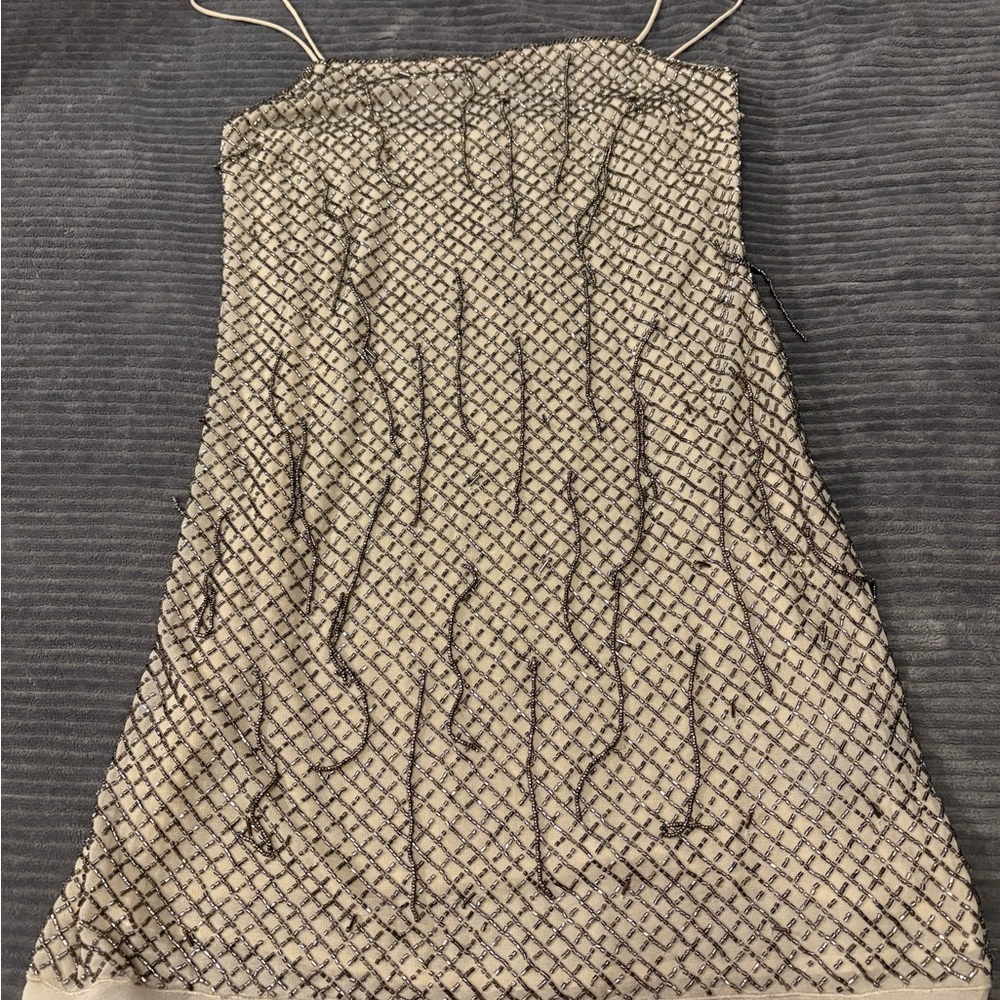 Zara Black and Cream Mini Dress